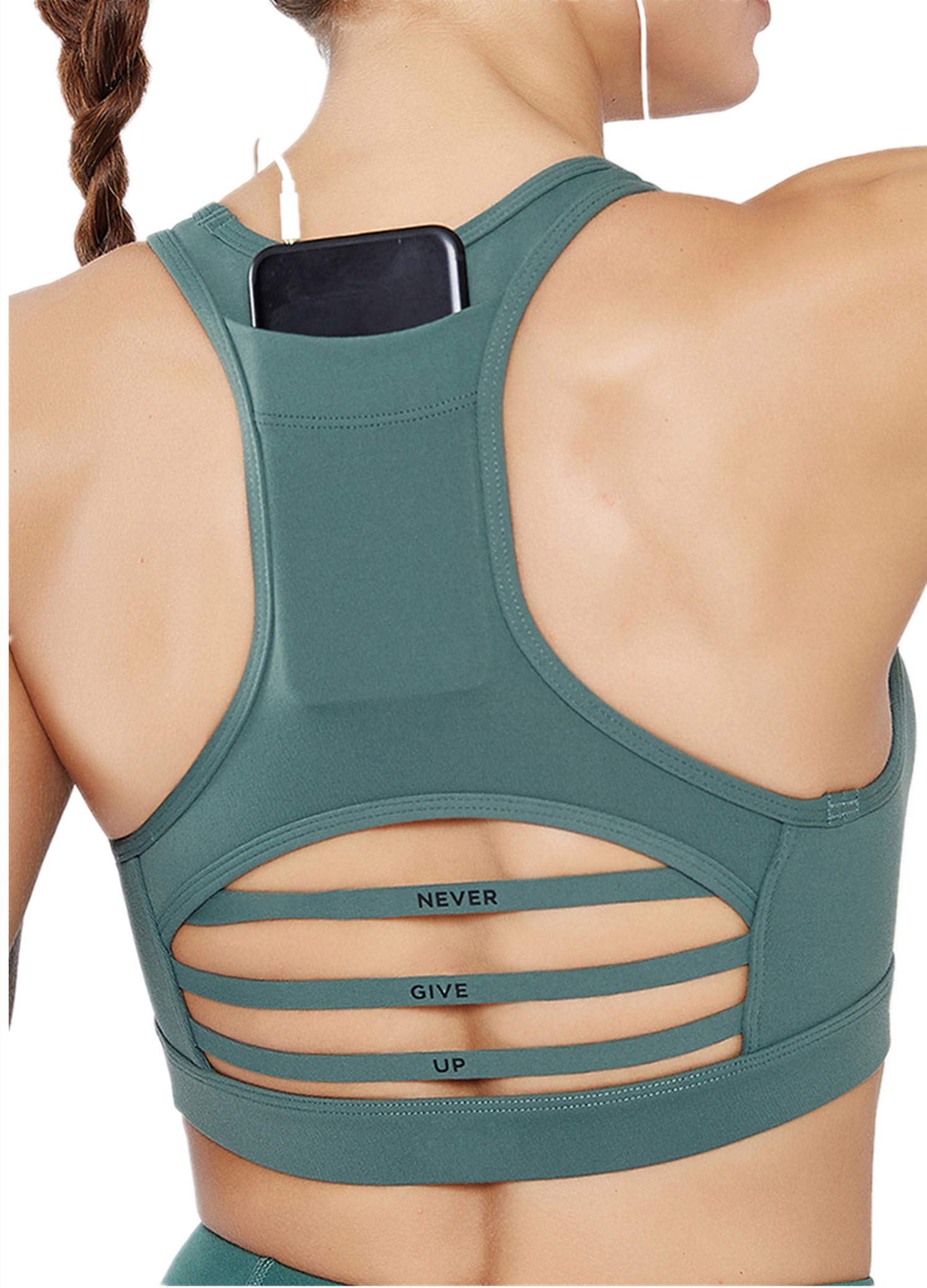Women's High Support Sports Bra with Back Pocket - Breathable Yoga Bra for Running, Gym & Workout - Perfect for Active Lifestyles & Fitness Enthusiasts