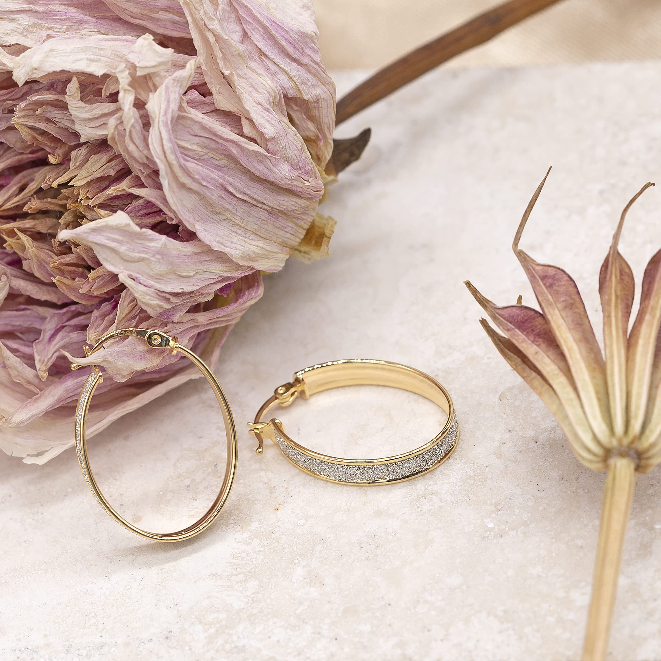 Carissima Gold 9ct Yellow Gold Stardust Creole Earrings for Women | Elegant Hoop Earrings for Party, Wedding & Everyday Wear
