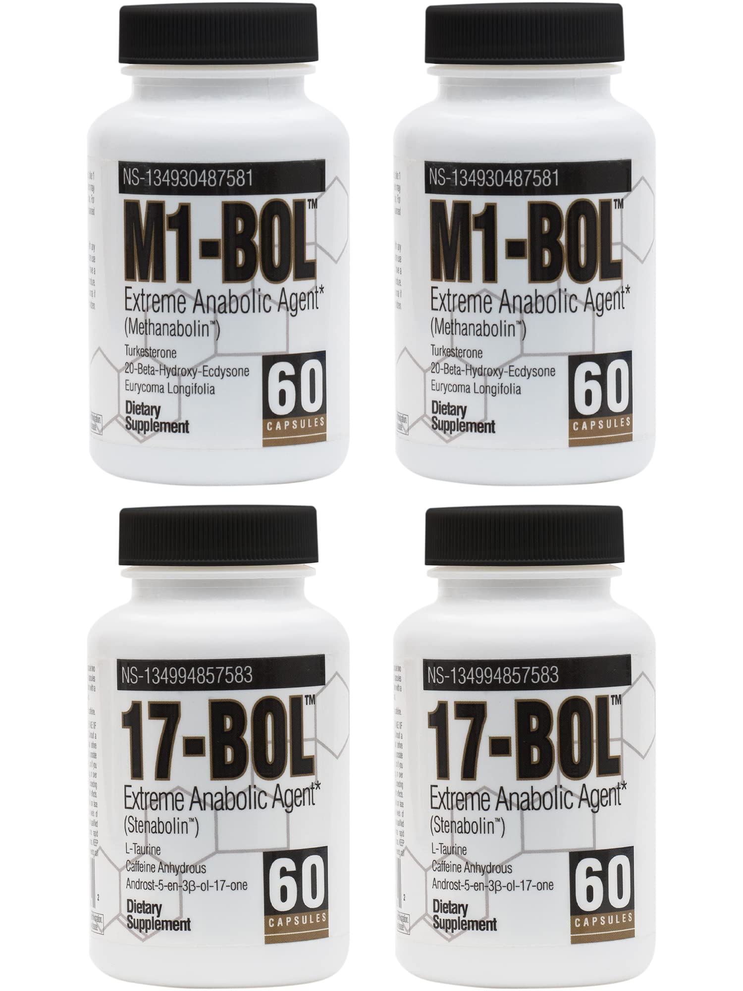 Mass Stack Anabolic Supplement Bundle – M1-BOL & 17-BOL for Muscle Growth, Strength, Cutting & Vascularity | 2-Month Supply | Pre-Workout & Bulking Support