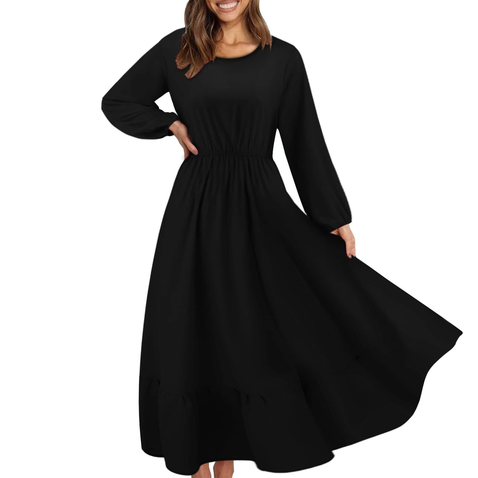 Floral Print Long Sleeve Maxi Dress with Tiered Ruffle Hem - Elegant Wedding Guest Dress for Women | Perfect for Weddings, Parties & Special Occasions