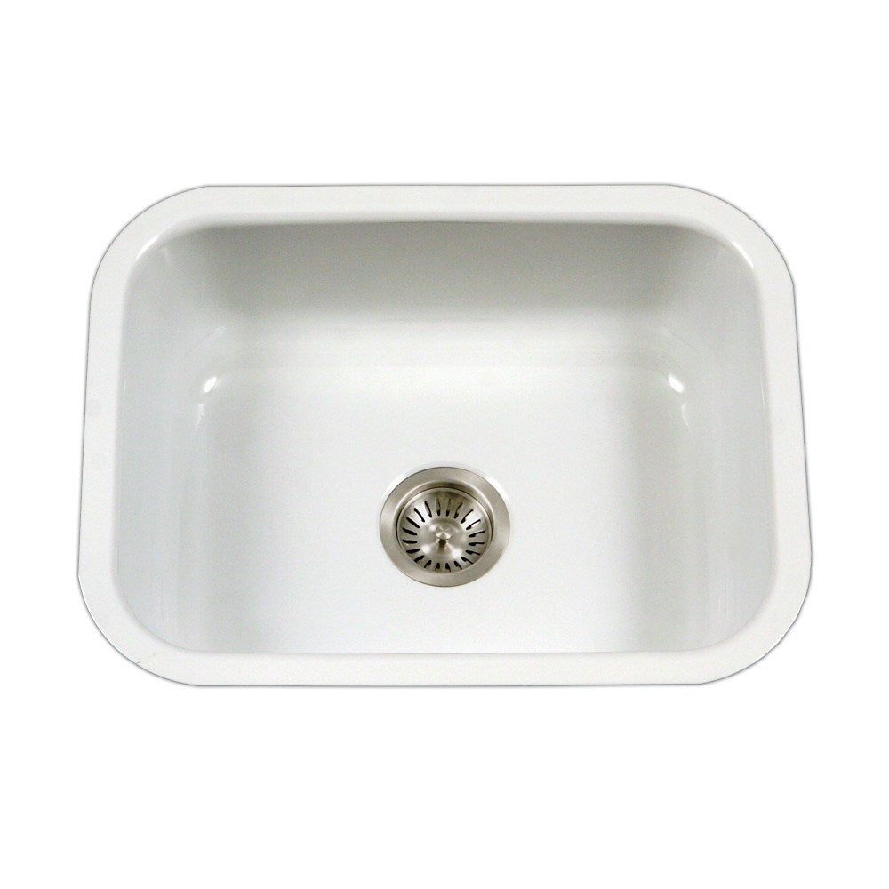 Houzer PCS 2500 Porcelain Enamel Steel Undermount Single Bowl Kitchen Sink - Durable & Stylish for Modern Kitchens, Perfect for Cooking & Dishwashing