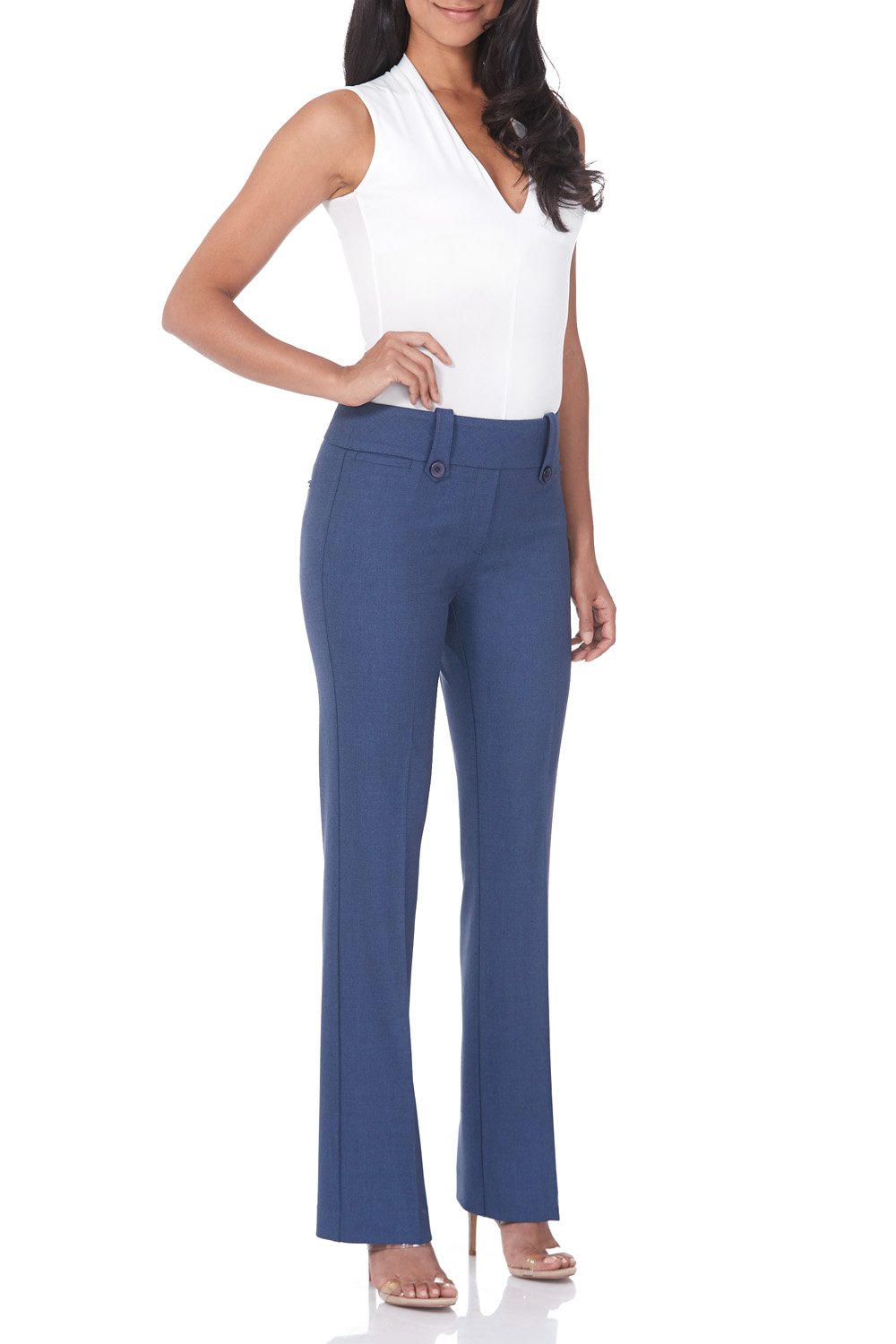 Rekucci Women's Stretch Bootcut Pants with Tummy Control - Smart Office to Dinner Comfortable Work Pants for Professional & Casual Wear