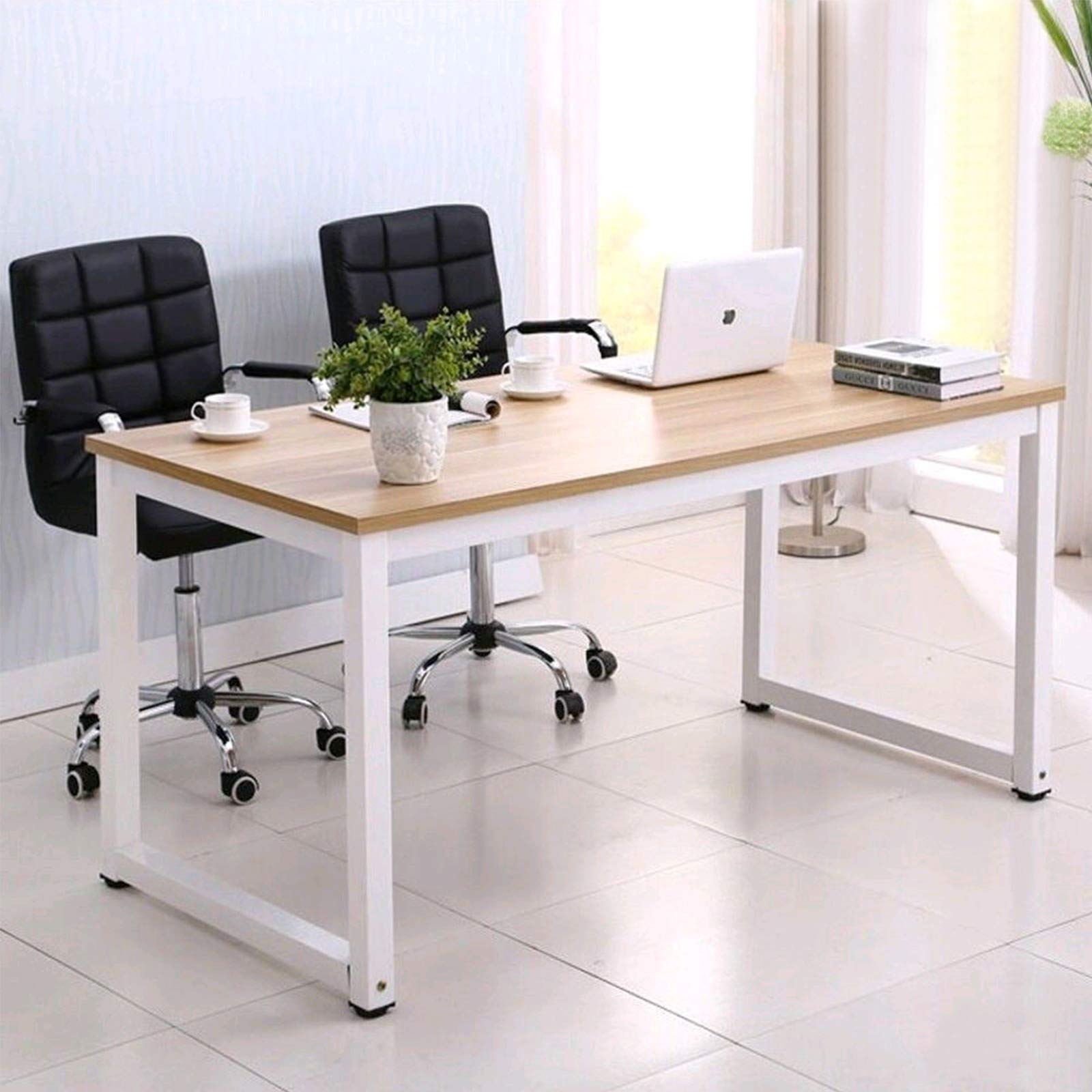 Ergonomic Wooden Computer Desk for Home Office - Adjustable Laptop Workstation with Storage Shelf | Perfect for Remote Work, Gaming & Study Spaces
