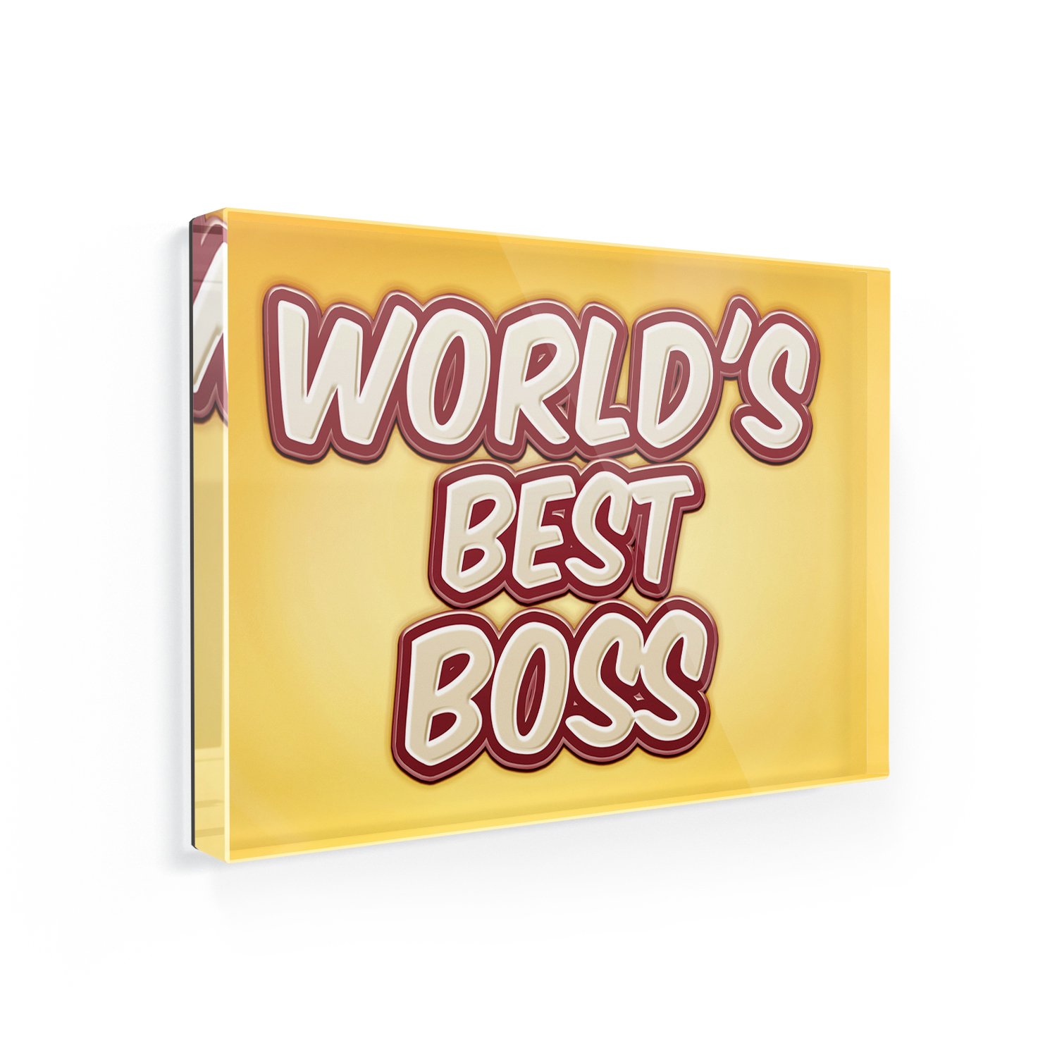 World's Best Boss Fridge Magnet - Happy Yellow Office Decor - Perfect for Gifts, Appreciation, and Workplace Motivation