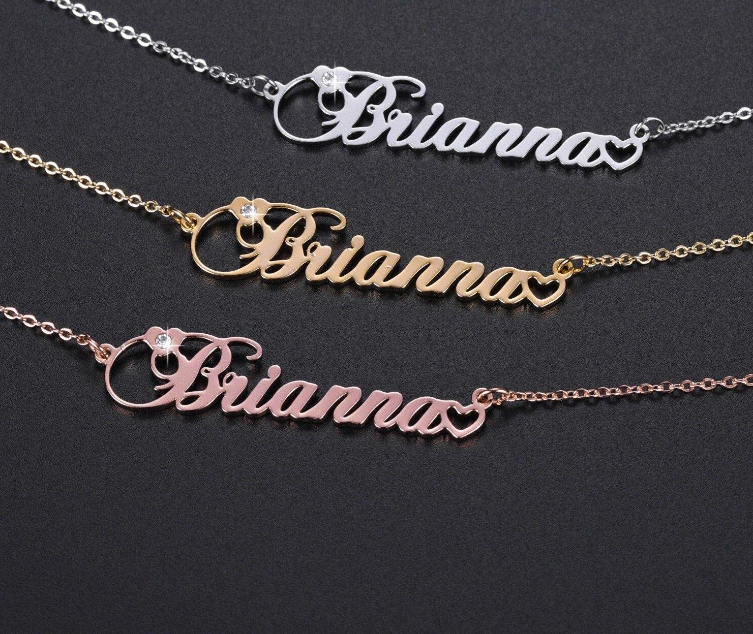 10K, 14K, 18K Solid Gold Personalized Name Necklace for Women - Custom Engraved Jewelry Gift (G-H Color, I2-I3 Clarity) - Perfect for Birthdays, Anniversaries & Special Occasions