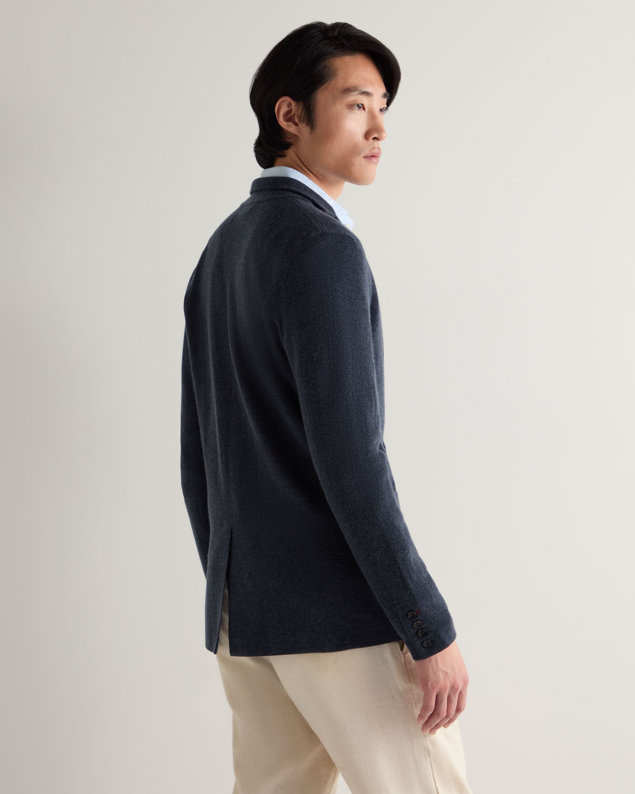 Premium Men's Indigo Blue Cashmere Jacket - Marlborough Fine Gauge Knit for Business & Casual Wear | Perfect for Office, Travel & Special Occasions