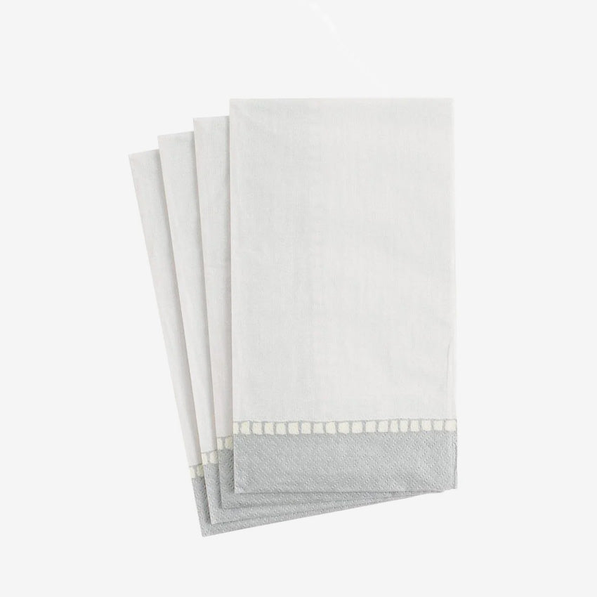 Caspari Premium Linen Border Paper Napkins - Elegant Disposable Dinner Napkins for Parties, Weddings & Formal Events