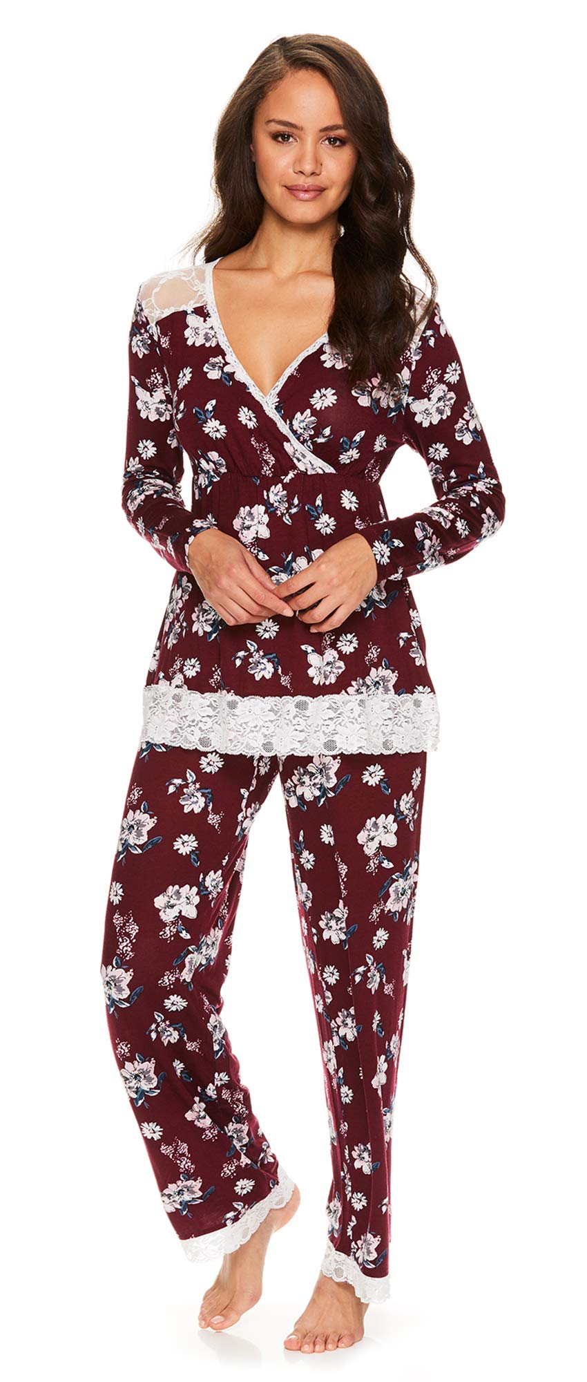 Lamaze Women's Maternity Lounge Set - Long Sleeve Shirt & Elastic Waist Pajama Pants | Comfortable Pregnancy Sleepwear for Relaxing at Home or Hospital Stay