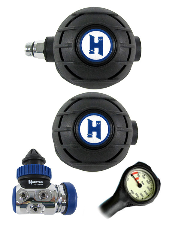 Halcyon H50D DIN Regulator Set with Aura & Aura Octo - Includes FREE Termo Gauge | Scuba Diving Gear for Professional & Recreational Divers
