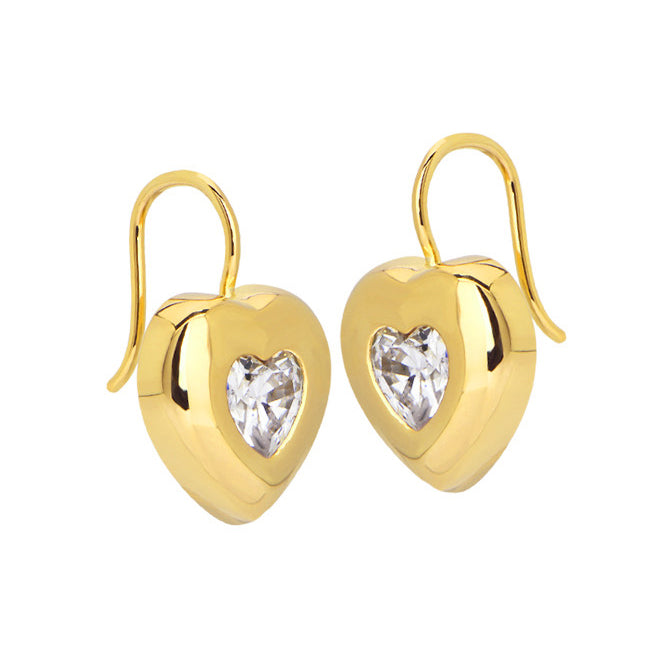 Goldbug Collection Cubic Zirconia Puffy Heart Earrings for Women - Elegant Valentine's Day Gift, Anniversary Present, or Romantic Date Night Jewelry