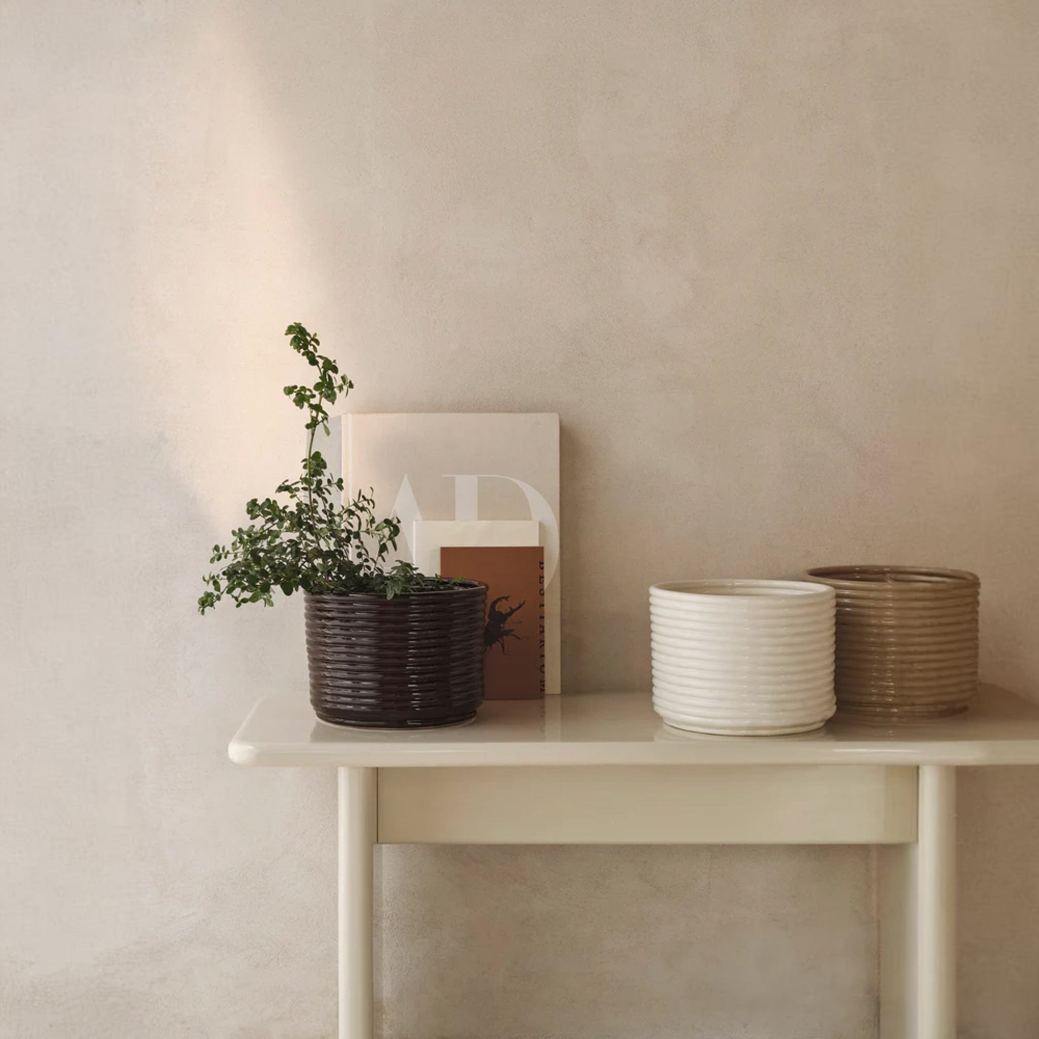 FERM LIVING Corduroy Pot in Carob Brown - Stylish Plant Pot for Indoor Plants, Succulents, and Home Decor | Perfect for Living Room, Bedroom, and Office Decor