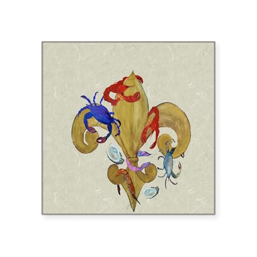 White - Cajun Fleur De Lis Square Sticker 3 X 3
