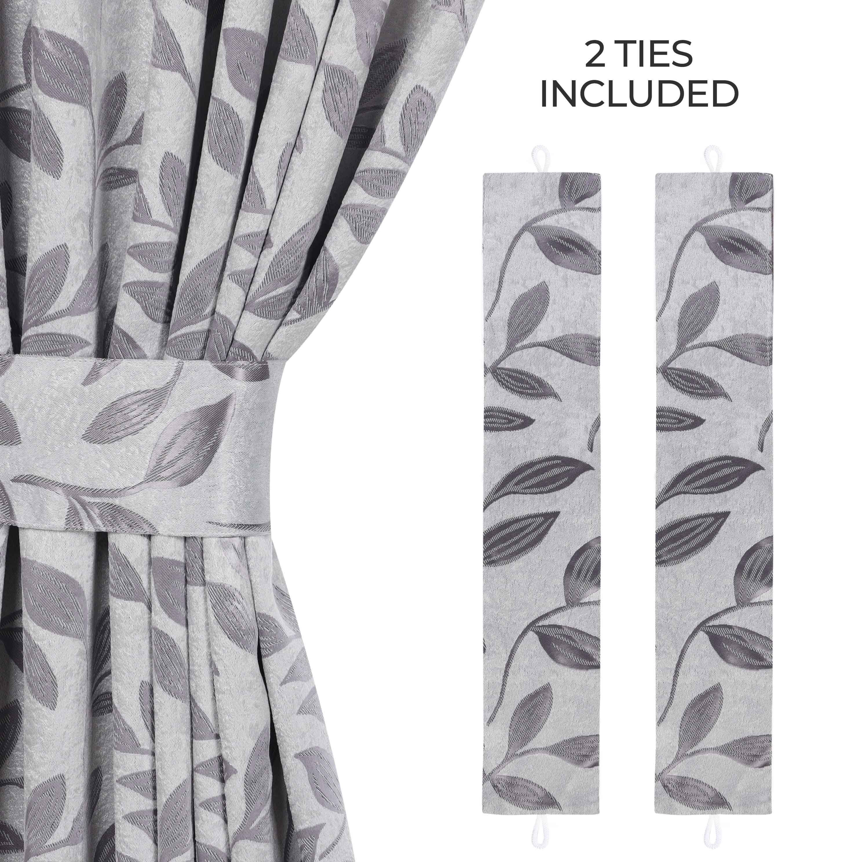 Blackout Curtains for Bedroom - Set of 2 Panels, 100% Room Darkening Thermal Insulated Drapes with Leaves Pattern - Perfect for Nursery, Home Theater & Light Sleepers