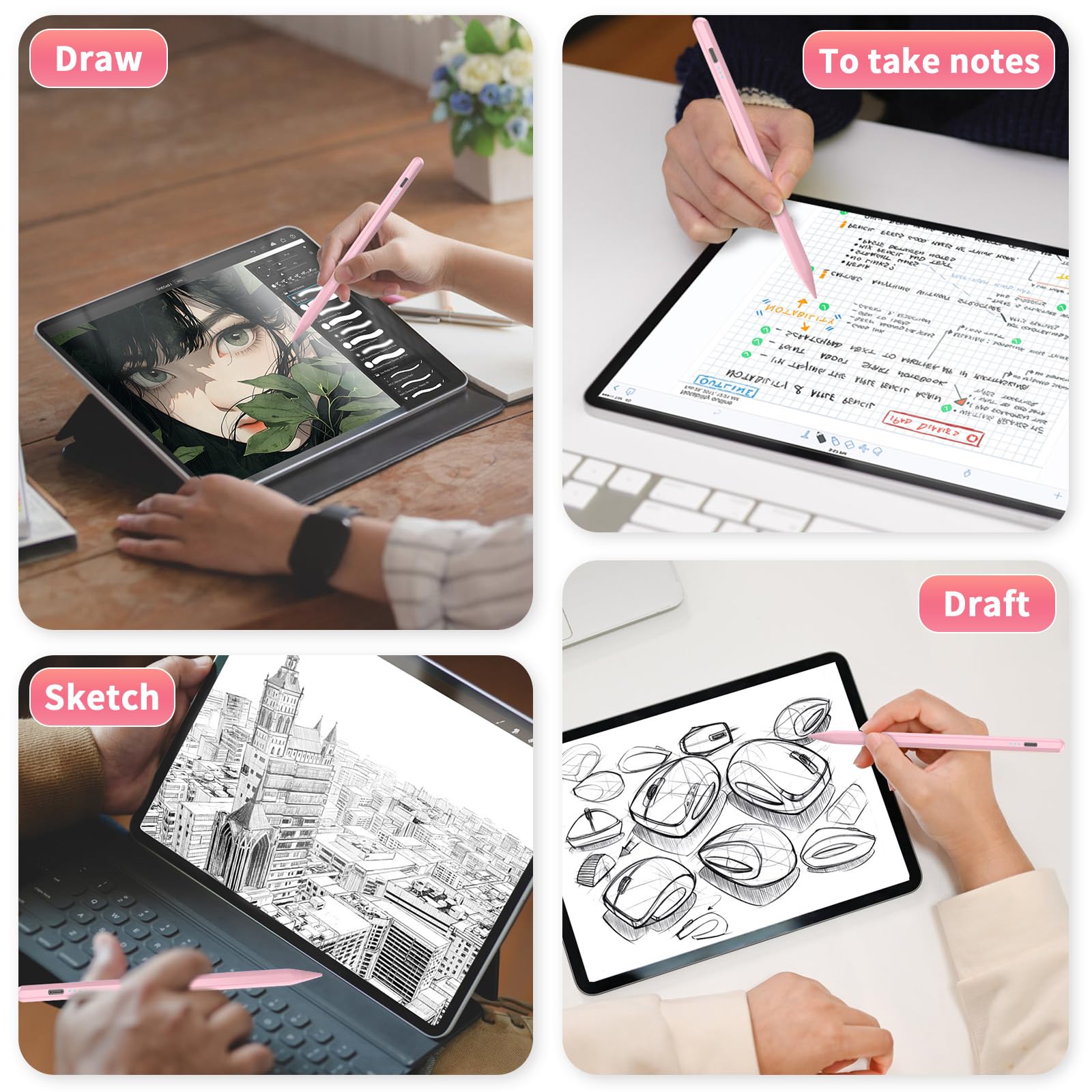 Premium Stylus Pen for iPad (2024-2018 Models) - Fast 30-Min Charge, Tilt Sensitivity, Palm Rejection & Magnetic Attachment - Compatible with iPad 10/9/8/7/6, Air 3/4/5/11/M2, Mini 5/6, Pro 12.9/11/13-Inch M4 - Perfect for Digital Art, Note-Taking & Professional Design Work
