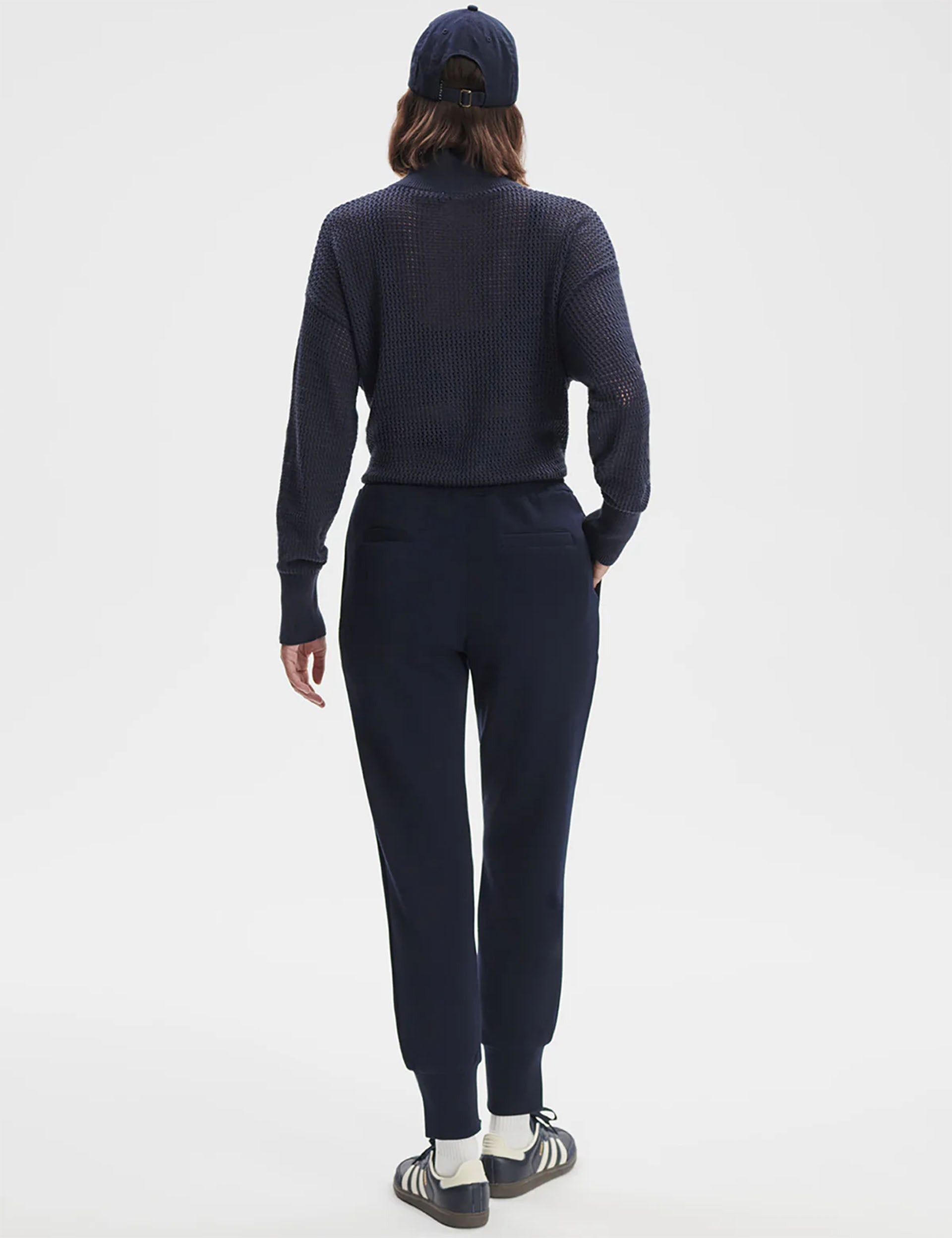 Slim Fit Cuff Pants for Women - 27.5 Inch Inseam in Navy Blue | Comfortable Casual & Work Office Trousers