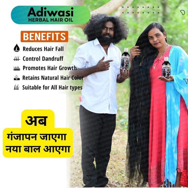 VegHerbs Original Karnataka Adiwasi Hair Oil for Hair Growth - Ayurvedic Herbal Oil with Onion, Rosemary, Castor, Amla, Almond, Coconut, Brahmi & Bhringraj | 100ml (Pack of 2) | Promotes Thicker, Longer Hair & Scalp Health | Perfect for Daily Hair Care & Natural Treatment