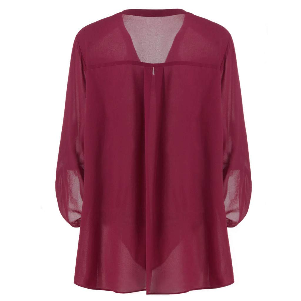 Plus Size V-Neck Chiffon Blouse for Women - Adjustable Sleeve Solid Black Top for Dresses & Casual Wear | Elegant Office & Evening Outfit