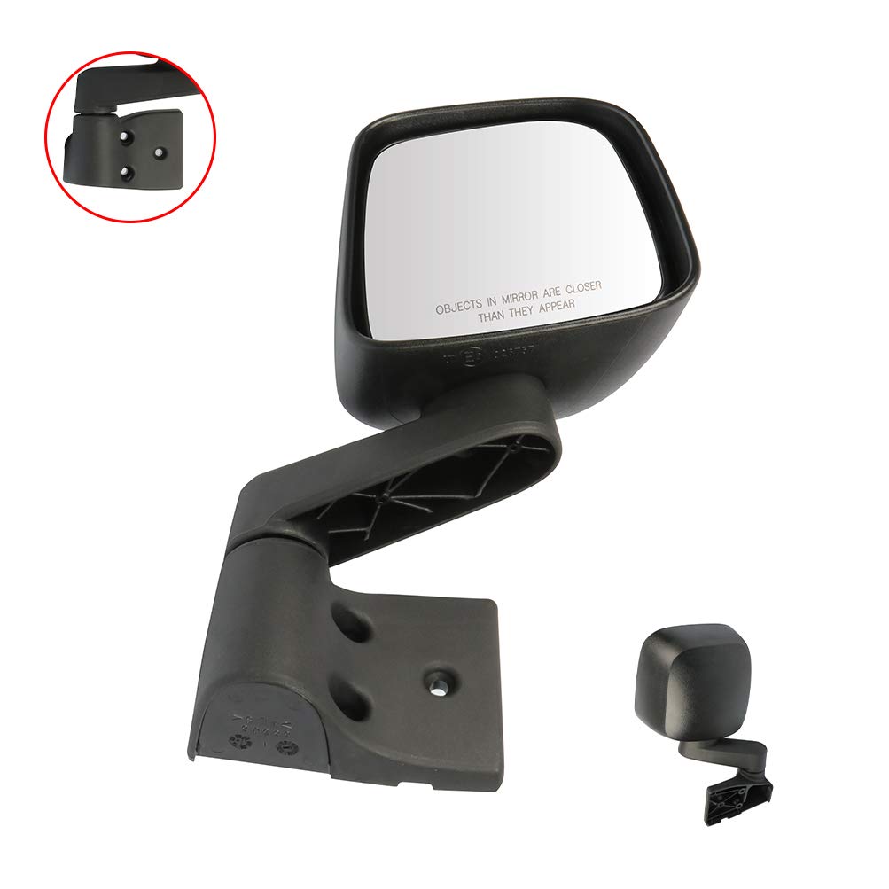 Replacement Passenger Side Mirror for 2003-2006 Jeep Wrangler TJ - Right Side Manual Adjust & Fold Mirror - Perfect for Off-Roading & Daily Driving