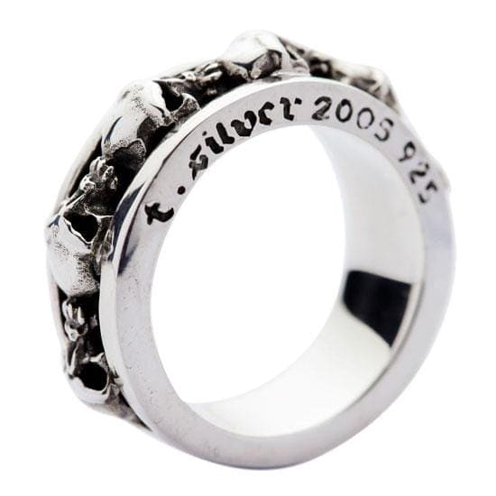 Goth Stack Skull Sterling Silver Biker Ring for Men & Women - Punk Fashion Jewelry - Perfect for Motorcycle Riders, Halloween & Gothic Style Outfits
