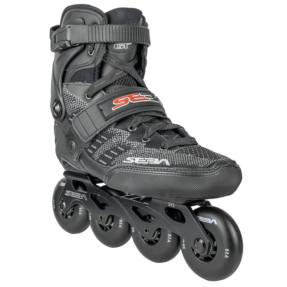 Seba GT 80 Black Inline Skates for Adults - High Performance Urban Rollerblades for Fitness & Commuting - Perfect for Outdoor Skating, Street Hockey & City Riding