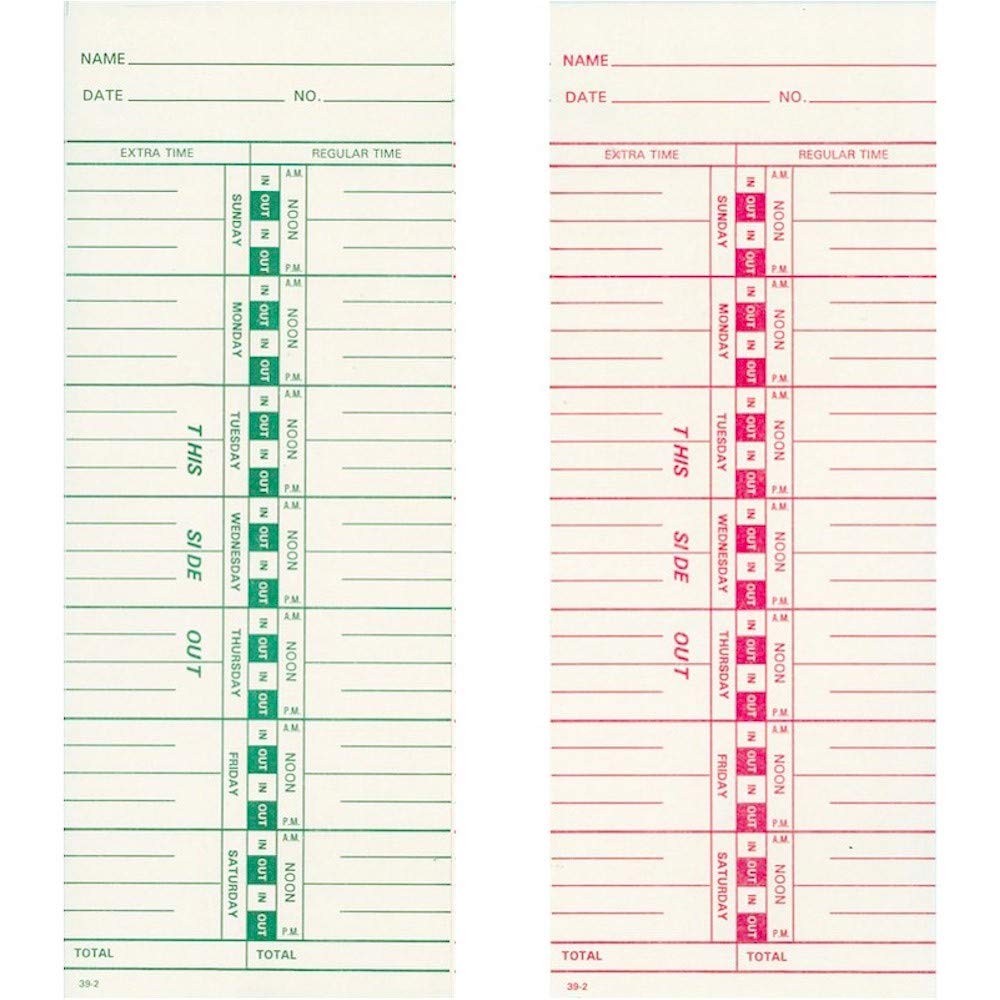 1000 Count Side-Feed Weekly/Bi-Weekly Sun-Sat Time Card Form 39-2 - Perfect for Payroll, Employee Attendance Tracking & Business Time Management