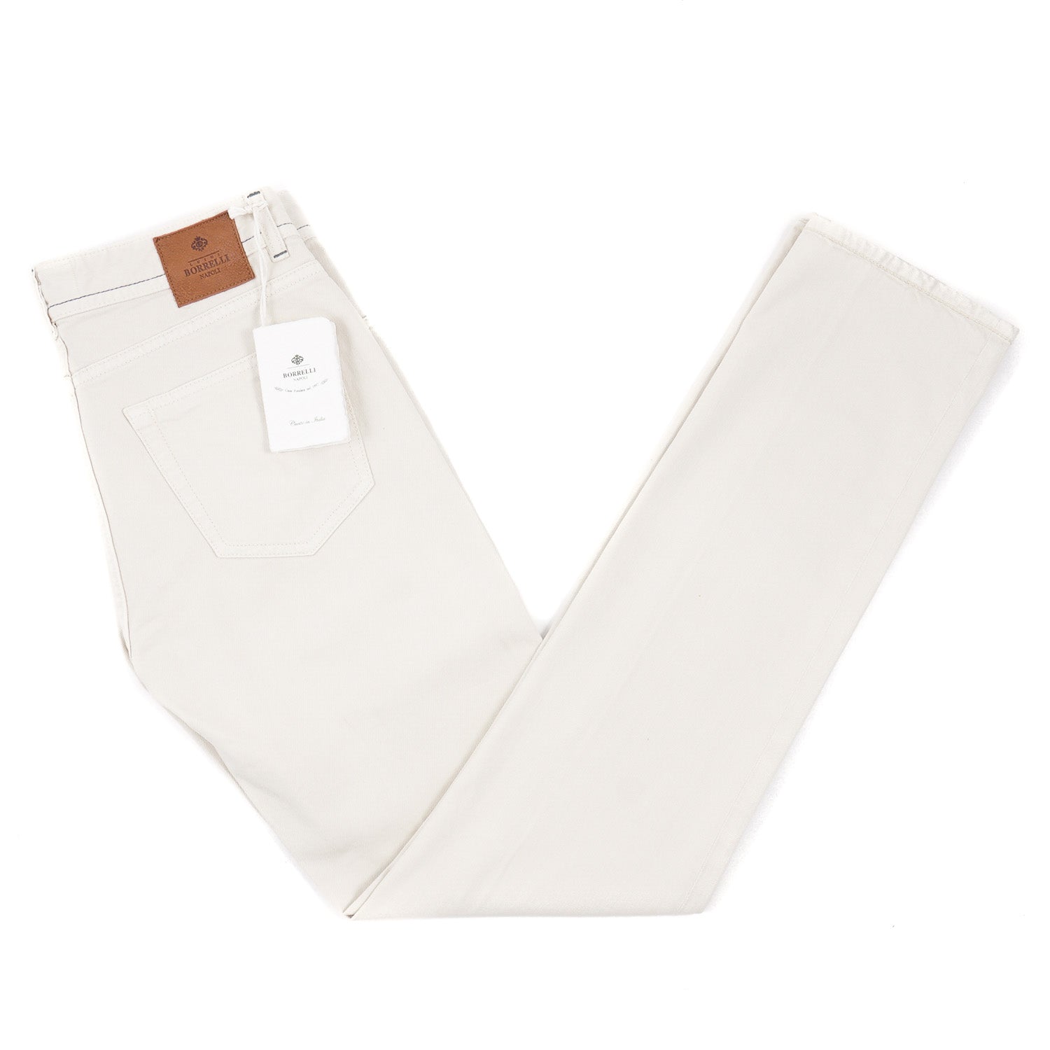 Luigi Borrelli Off-White Denim Jeans for Men - Premium Slim Fit Stretch Jeans | Casual Wear, Night Out, Office Style