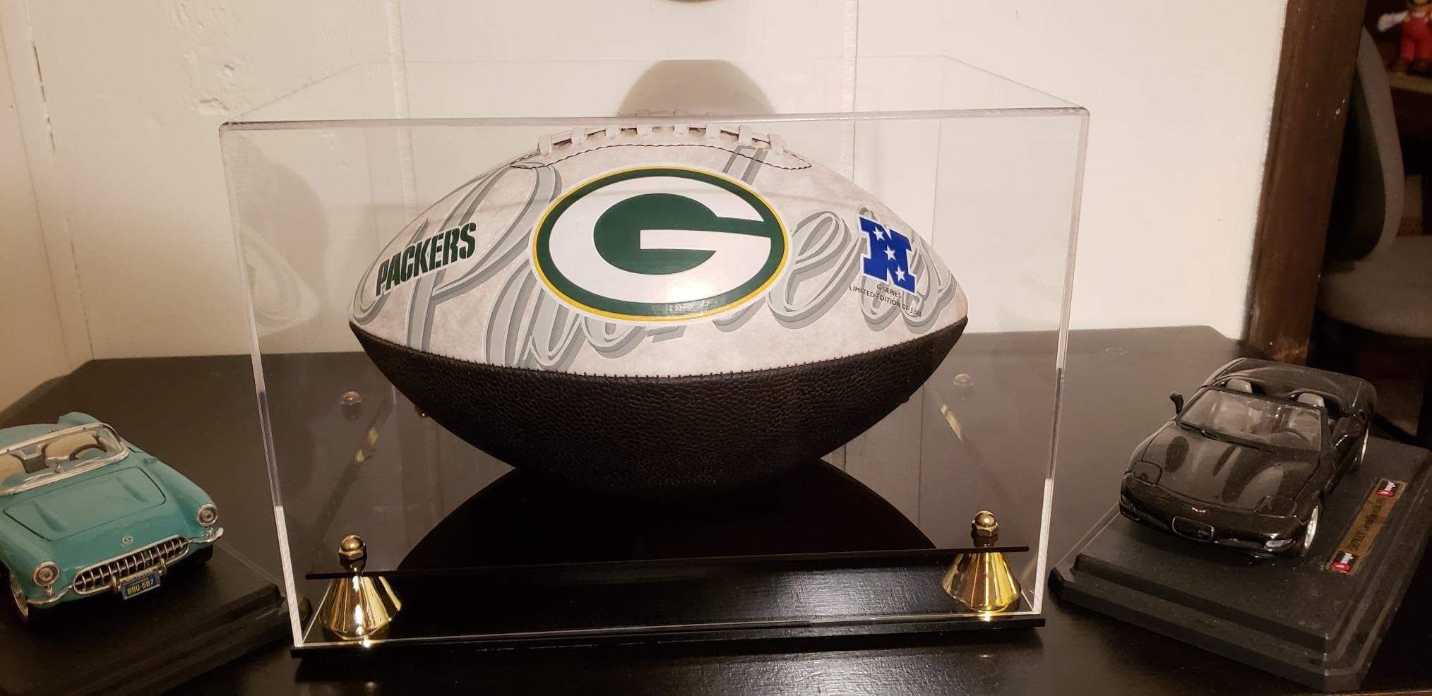 UV Protection Football Display Case Holder Stand - Showcase & Protect Your Football Memorabilia - Perfect for Home, Office, or Sports Room Decor