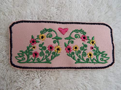 Floral Lovebirds Embroidered Iron-On Patch for DIY Crafts, Jackets, Backpacks & Denim - Adhesive Sew-On Applique for Custom Clothing & Accessories
