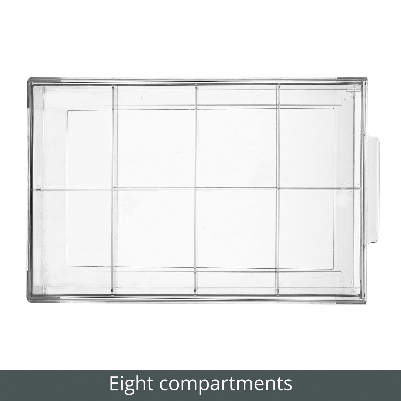 mDesign Plastic Kitchen and Pantry Organizer with Divided Drawer - Stackable 8-Section Bin for Tea, Snacks, Spices - Perfect for Cabinet, Fridge, Countertop Storage - Clear Lumiere Collection (4-Pack) - Ideal for Small Space Organization & Kitchen Decluttering