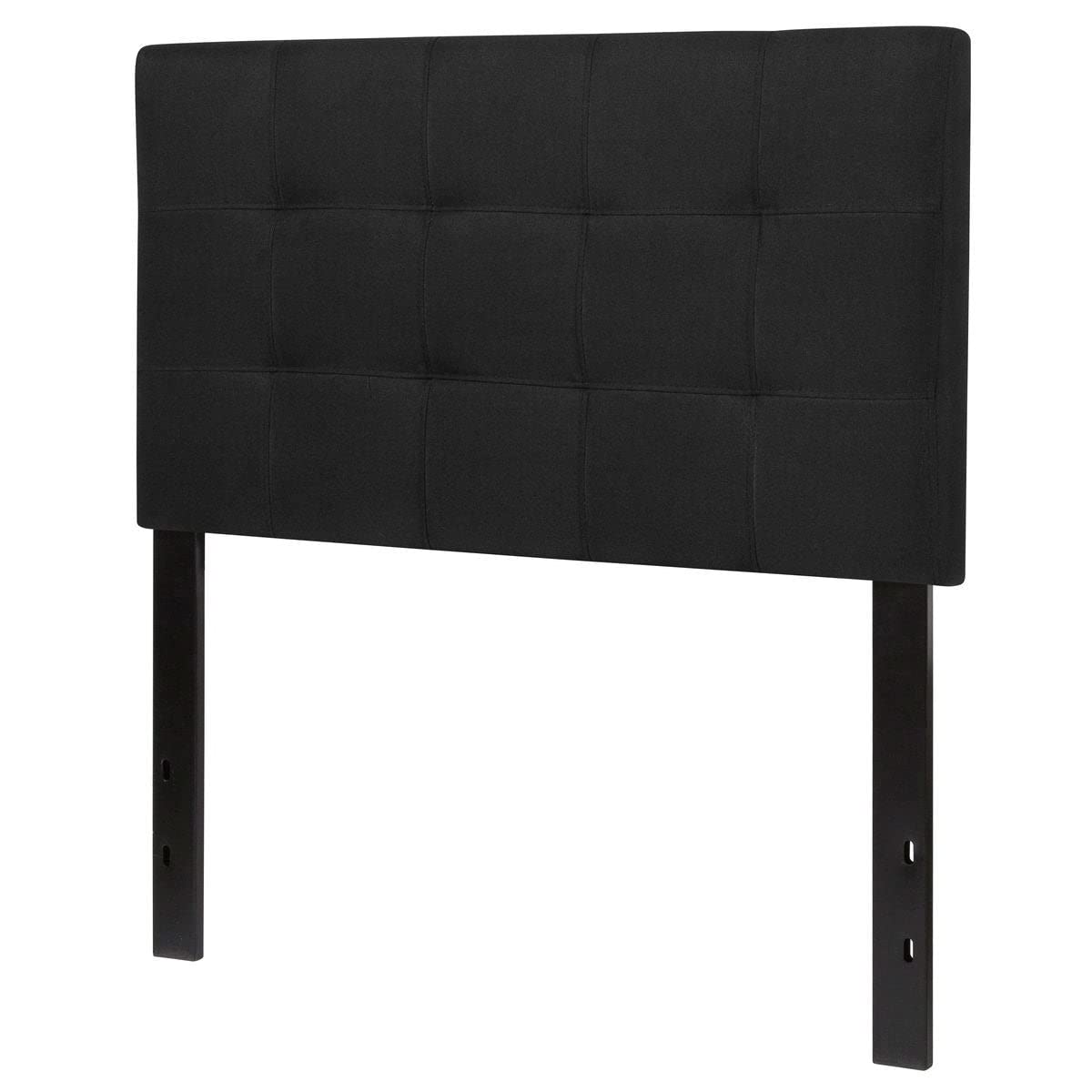 Twin Size Modern Black Fabric Box-Stitch Upholstered Headboard - Stylish Bedroom Decor for Small Spaces & Guest Rooms | Perfect for Dorms, Apartments & Cozy Bedrooms