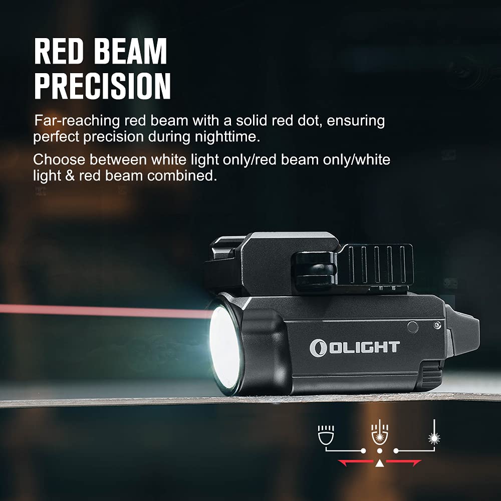 OLIGHT Baldr RL Mini 600 Lumens Compact Rail Mounted Tactical Flashlight - Red & White LED Combo, Magnetic USB Rechargeable, Fits 1913/GL Rails - Perfect for Home Defense, Hunting & Tactical Operations