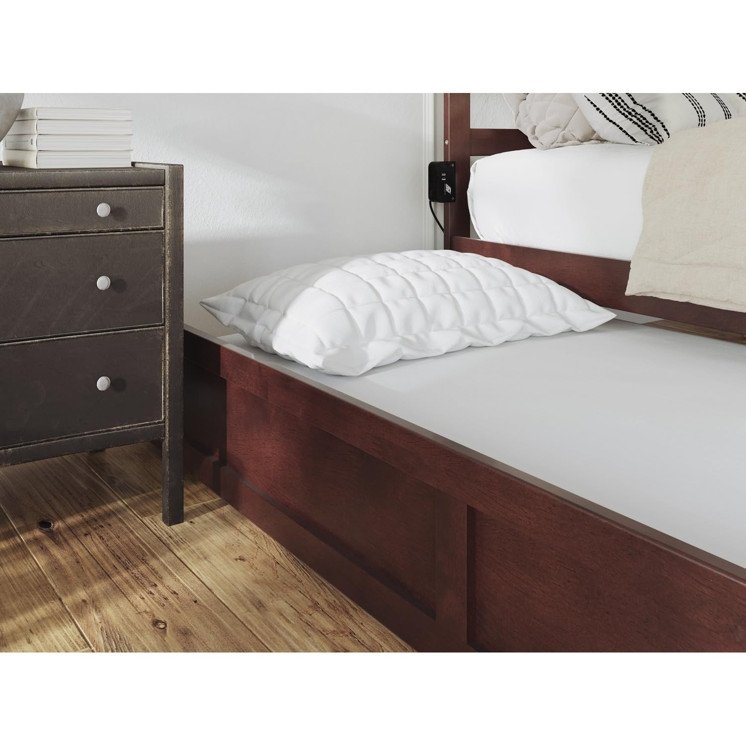 AFI Twin XL Trundle Bed in Walnut Finish - Space-Saving Bed for Kids, Teens & Guest Rooms - Perfect for Small Bedrooms & Dorm Rooms