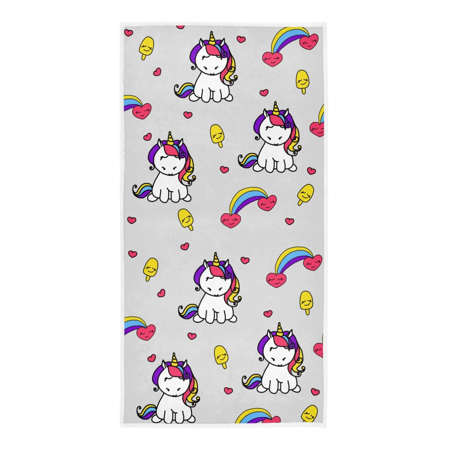 Soft Unicorn Print Hand & Dish Towels - 15x30 Inch Cute Kitchen & Bath Towels for Home, Yoga, Gym & Guest Use | Absorbent & Decorative