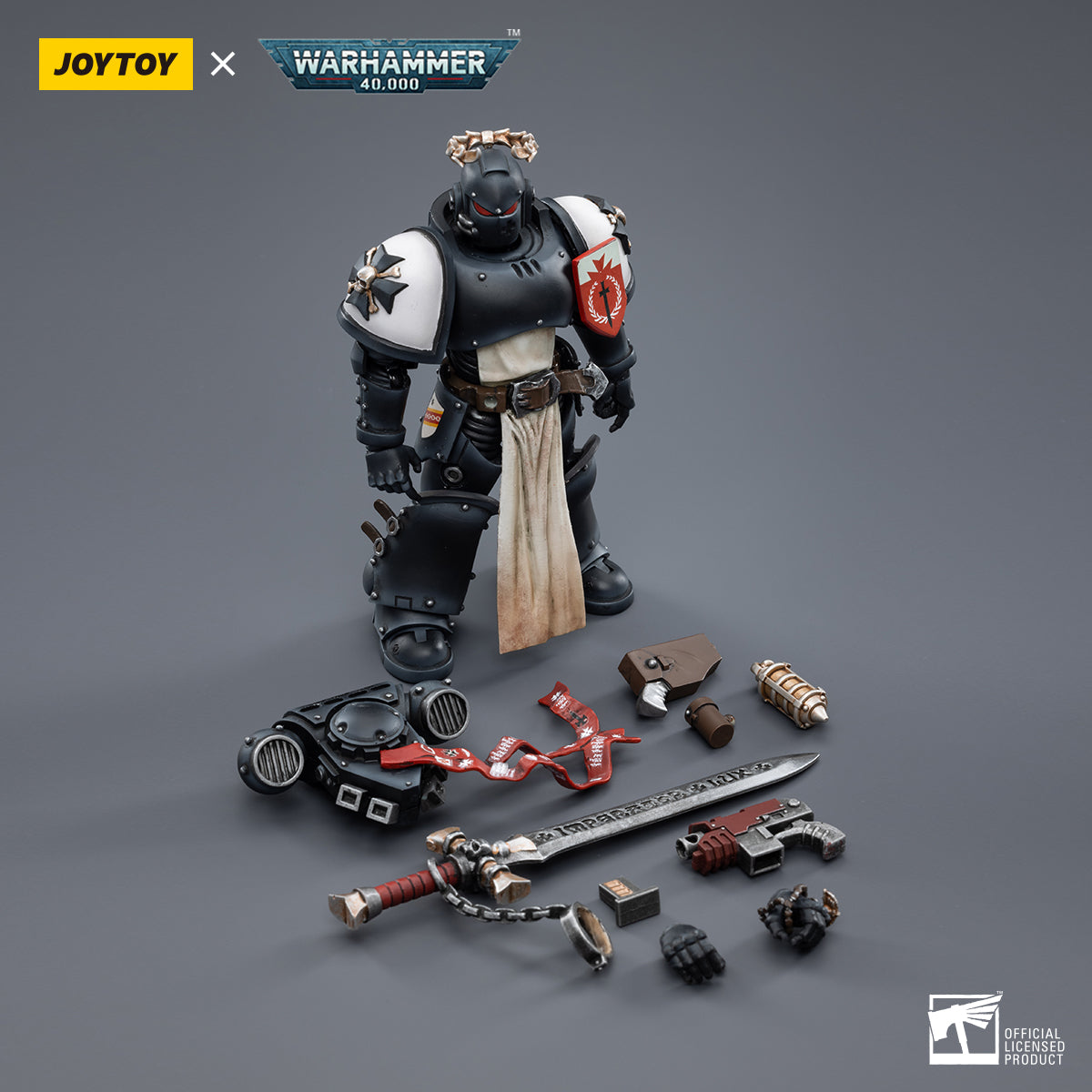 1/18 Scale JOYTOY Warhammer 40K Black Templars Action Figure Set (3pcs) - Perfect for Collectors, Tabletop Gaming & Display