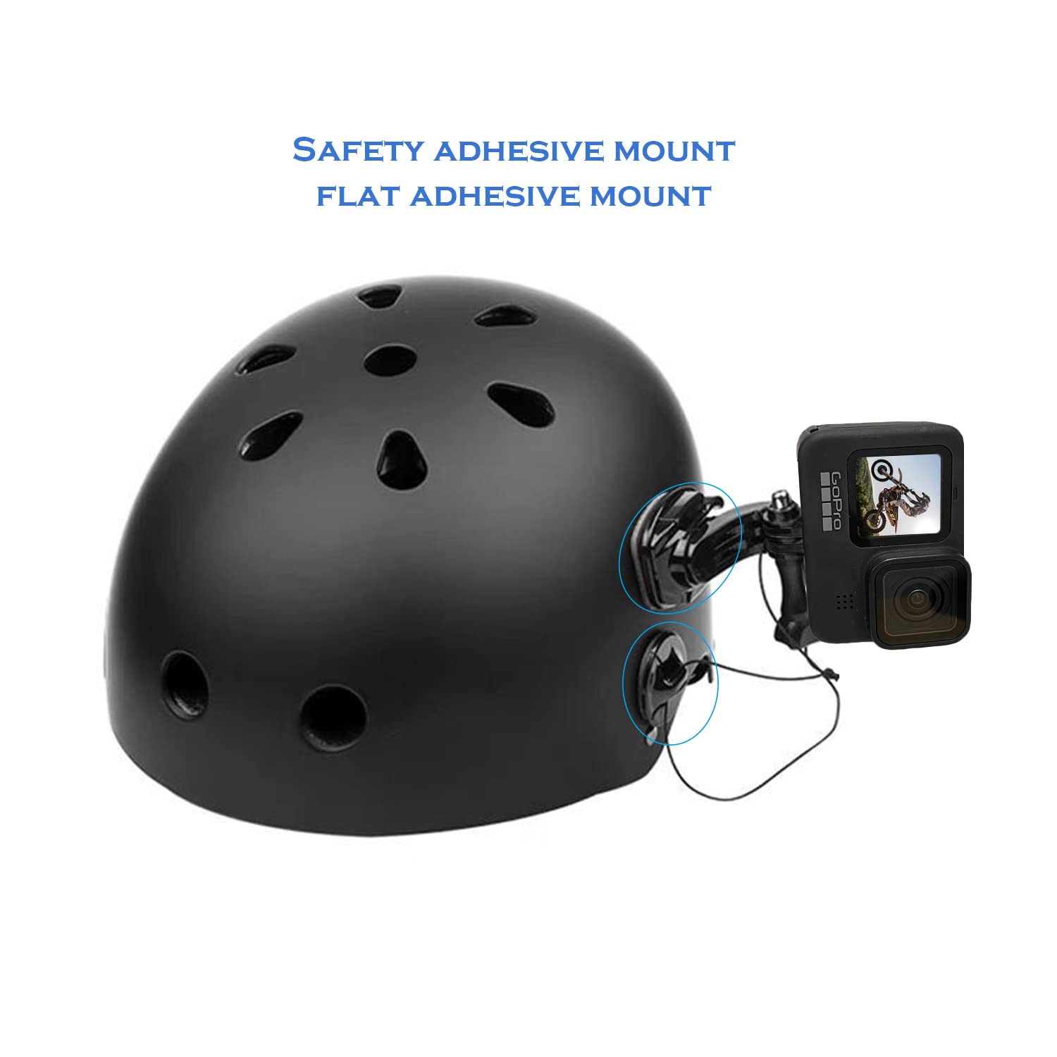 Suptig Helmet Adhesive Mount for GoPro Hero 13 12 11 10 9 8 7 6 5 4 3 2 Session Max Akaso DJI Osmo Action Cameras - Secure Sticky Camera Mount for Cycling Skiing Motorcycling Surfing Adventures