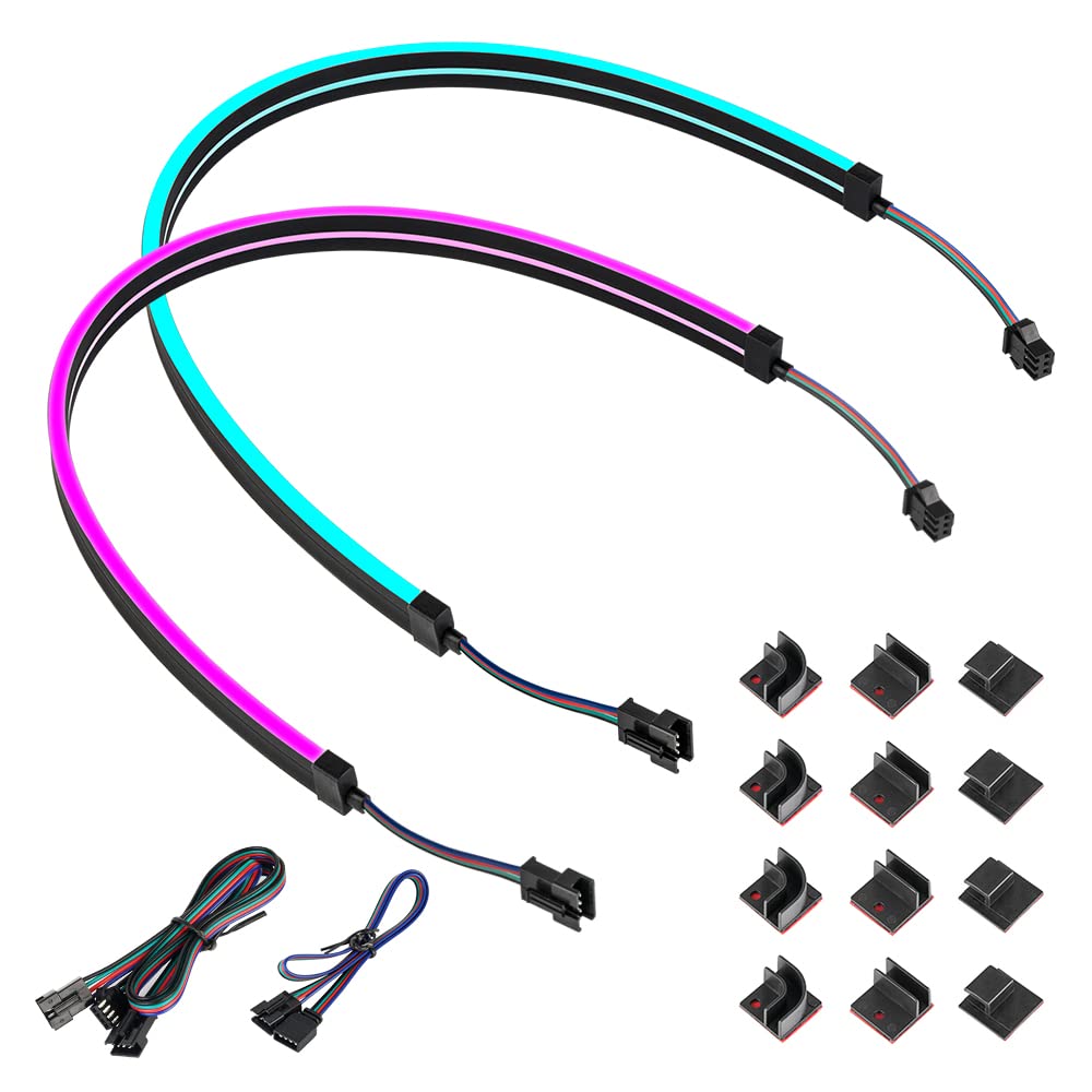 BTF-LIGHTING Neon RGB PC Strip 2 Pack 19.7 Inch - 12V 4Pin LED Light Strips Compatible with ASUS Aura Sync, Gigabyte RGB Fusion, MSI Mystic Light - Perfect for Gaming PC, Case Lighting & Custom RGB Setup
