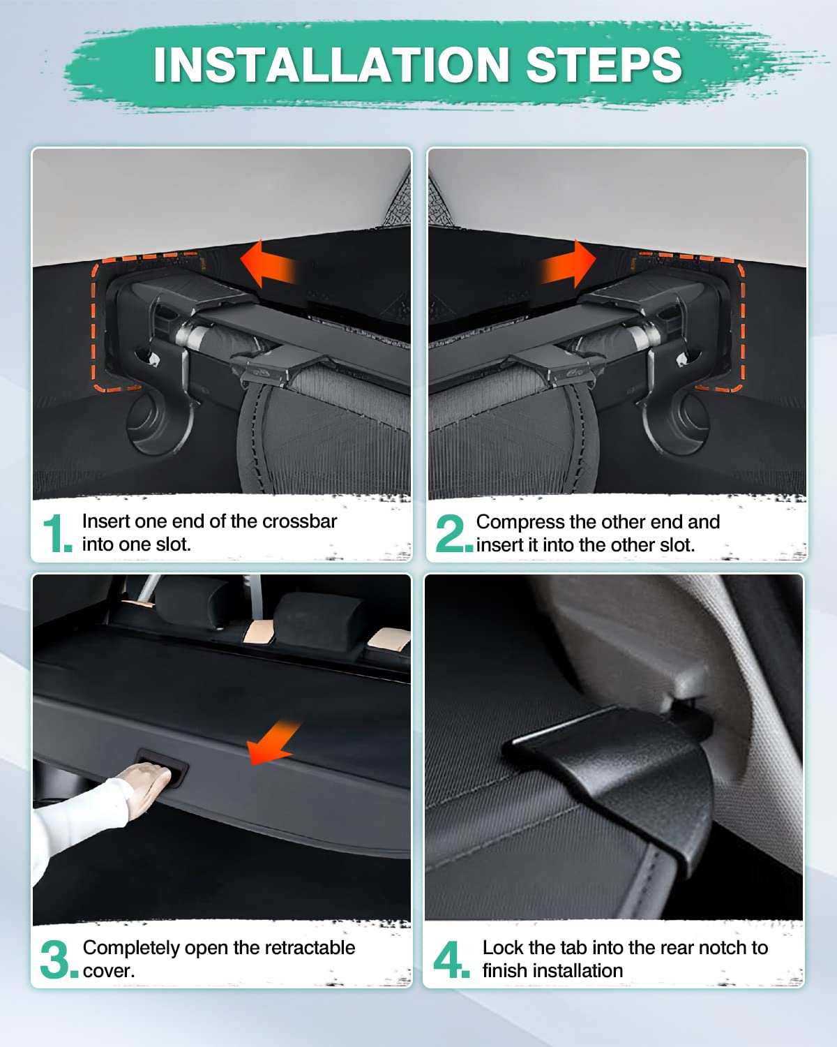 2019-2023 Jeep Cherokee Cargo Cover - Retractable Trunk Shade Protector, No Gap Design (Fits Cherokee Models Only, Not Grand Cherokee) - Perfect for Road Trips, Camping & Daily Storage Protection