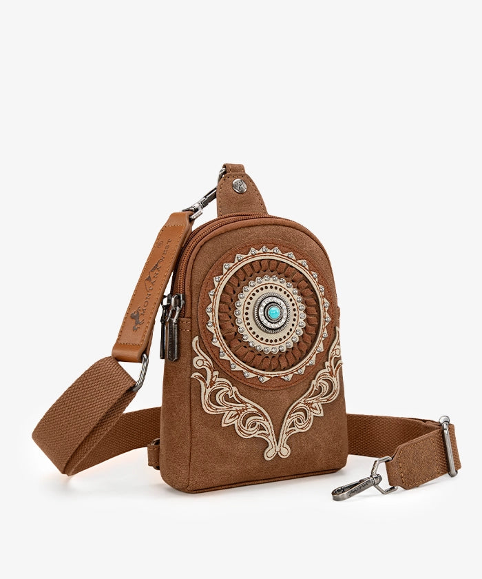 Montana West Concho Cut Out Sling Bag for Women - Stylish Crossbody Purse with Western Design - Perfect for Travel, Shopping & Everyday Use