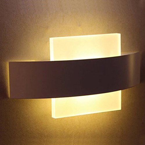 7W LED SMD 2835 Wall Sconce Light Fixture - White Finish Acrylic Shade - Energy Saving Indoor Wall Lighting for Bedroom, Hallway, Living Room, and Staircase