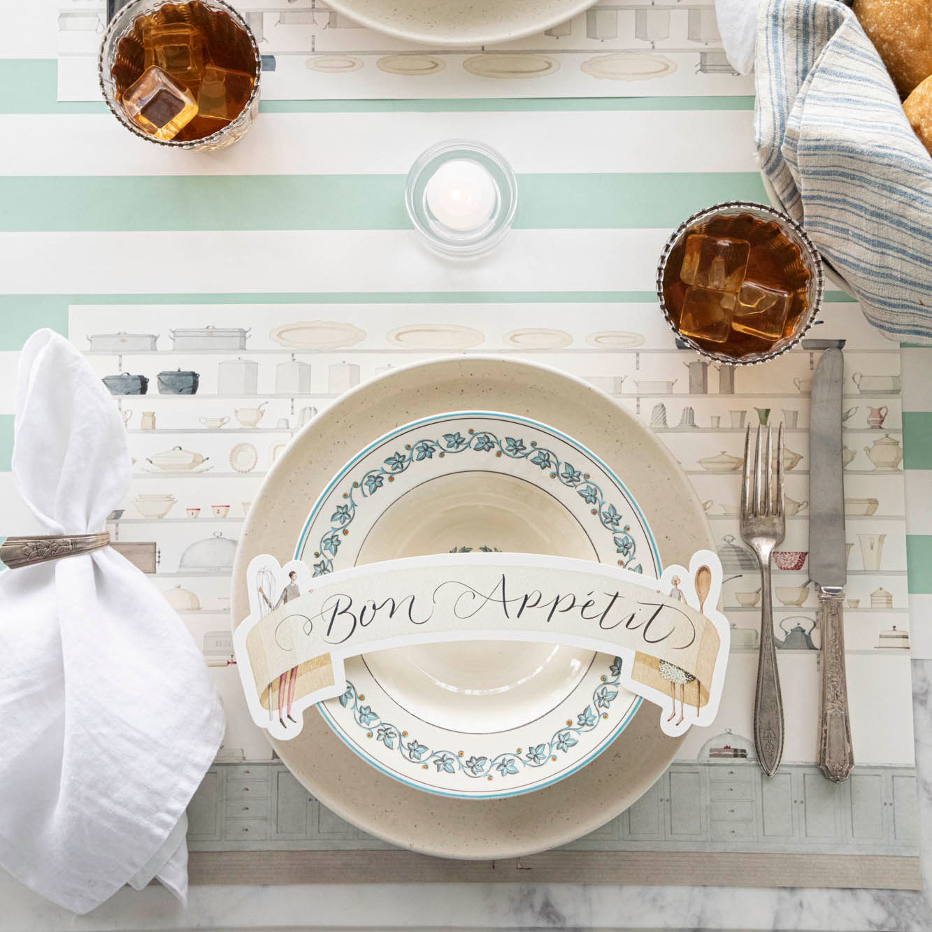 Premium Butler’s Pantry Placemats Set of 6 - Elegant Dining Table Mats for Formal Dinner Parties, Holiday Entertaining & Upscale Home Decor - Waterproof & Heat Resistant