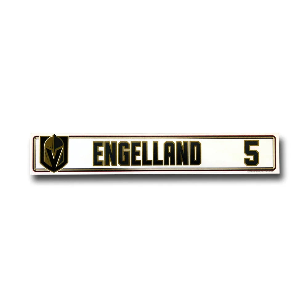 Authentic Deryk Engelland Vegas Golden Knights Game Used Locker Room Nameplate - Perfect for NHL Memorabilia Collectors and Hockey Fans Decor