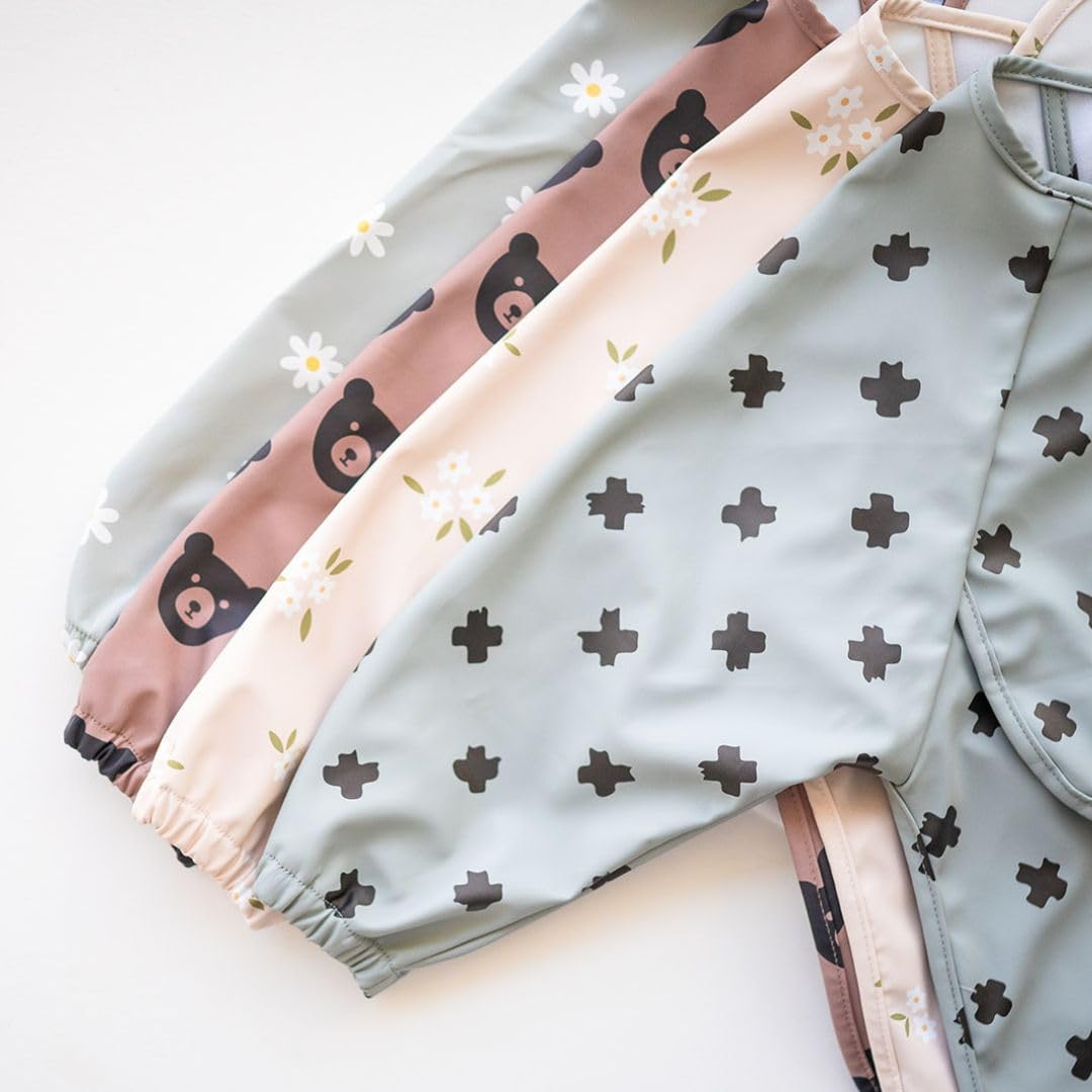 Premium Soft Waterproof Baby Bibs with Pocket for Toddlers 6-36 Months - Cute Long Sleeve Feeding Bibs for Messy Eaters - Ideal for Meal Time, Snacks & Daycare Use