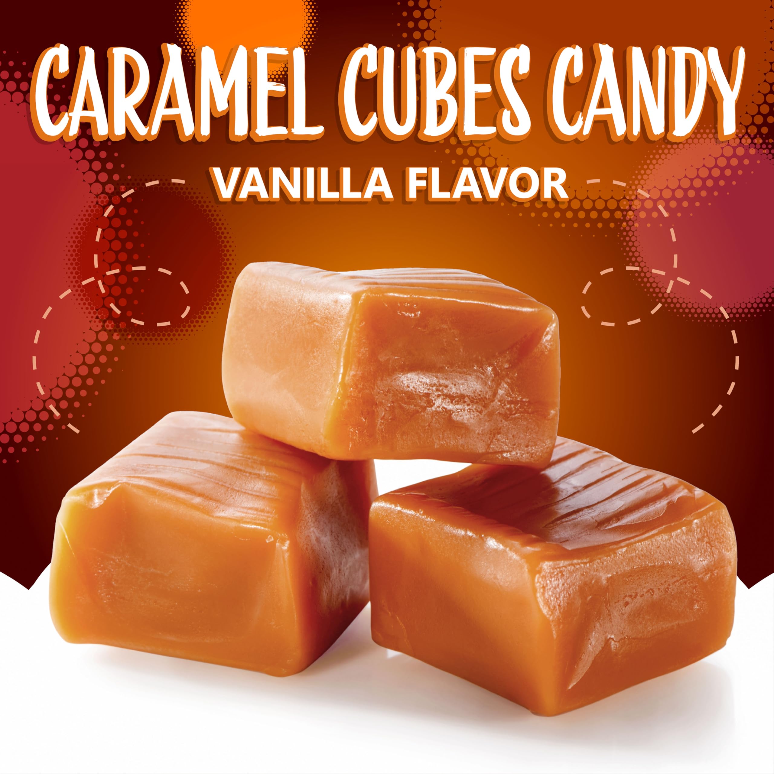 Delicious Caramel Cubes Candy - 2-Pound Bulk Bag of Individually Wrapped Soft Chews | Perfect for Halloween Treats, Party Favors, Office Snacks & Gift Baskets