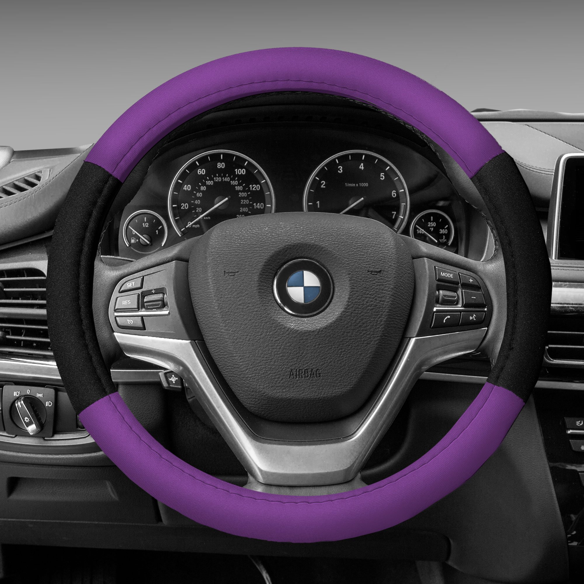 Premium FH Group Purple Striped Car Seat Covers Full Set - Universal Fit for Cars, Trucks & SUVs | Airbag Compatible Split Rear Design | Durable Automotive Interior Accessories for Daily Commute & Road Trips