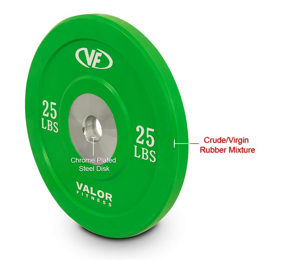Valor Fitness BPX Rubber Bumper Plates - Olympic Weight Lifting Plates for CrossFit, Strength Training & Home Gym Workouts - Durable Rubber Coated for Floor Protection & Quiet Lifting - Perfect for Garage Gyms & Commercial Fitness Centers