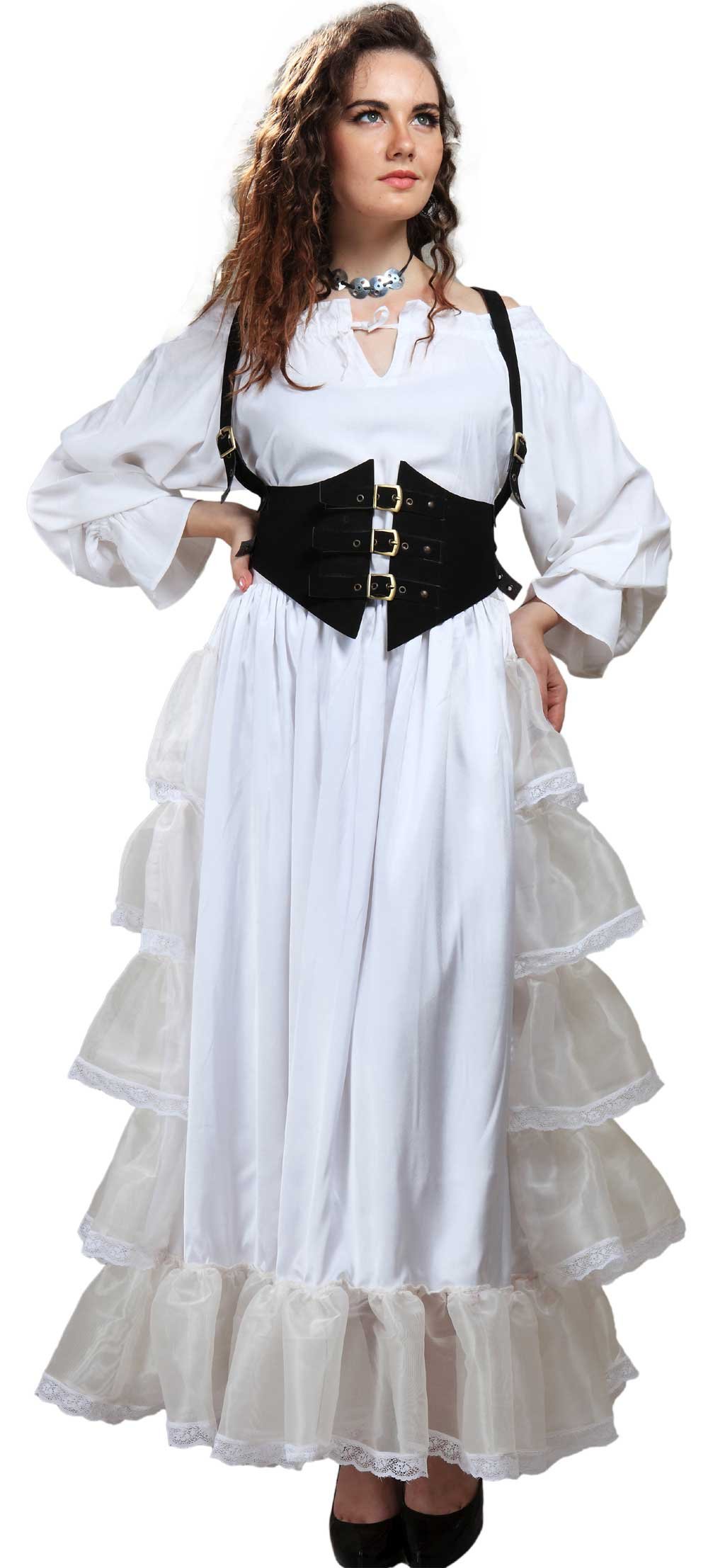 Steampunk Victorian Gothic Cosplay Costume for Women - Elegant Lace-Up Corset Skirt Set | Perfect for Halloween, Renaissance Fairs & Themed Parties