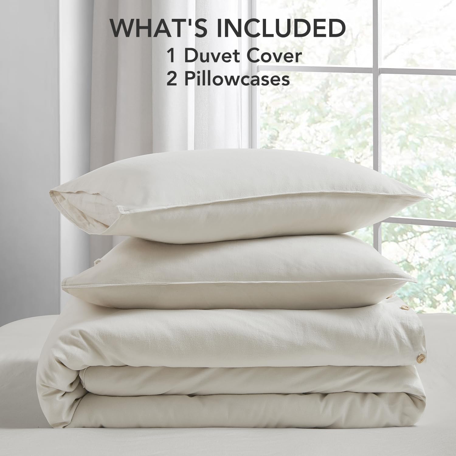 Premium Washed Linen Duvet Cover King Size - 3 Piece Lightweight Hypoallergenic Bedding Set with Button Closure & 8 Corner Ties (Linen Cotton Blend) - Perfect for Cozy Bedrooms, Guest Rooms & Airbnbs