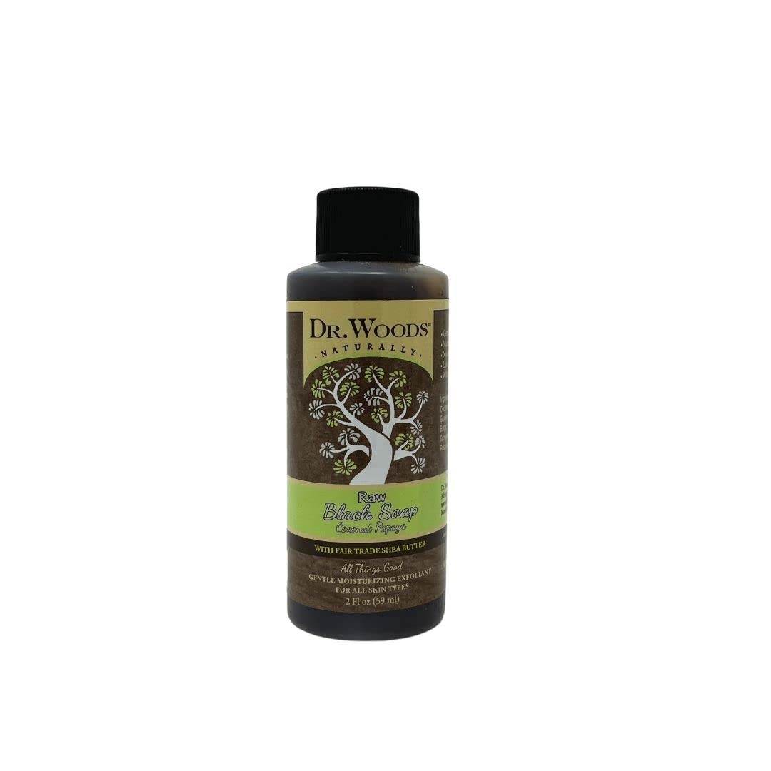 Dr. Woods Black Coconut Papaya Shea Butter Body Wash - 2oz Travel Size | Moisturizing Natural Soap for Dry Skin | Perfect for Gym, Travel & On-the-Go Use