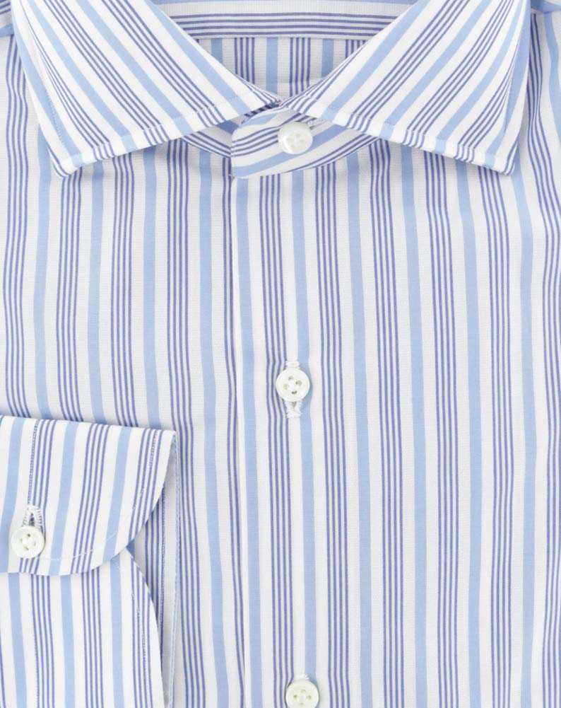 Slim Fit Cotton Dress Shirt for Men - Striped Button Down Spread Collar Formal Business Shirt - Perfect for Office, Wedding & Professional Events