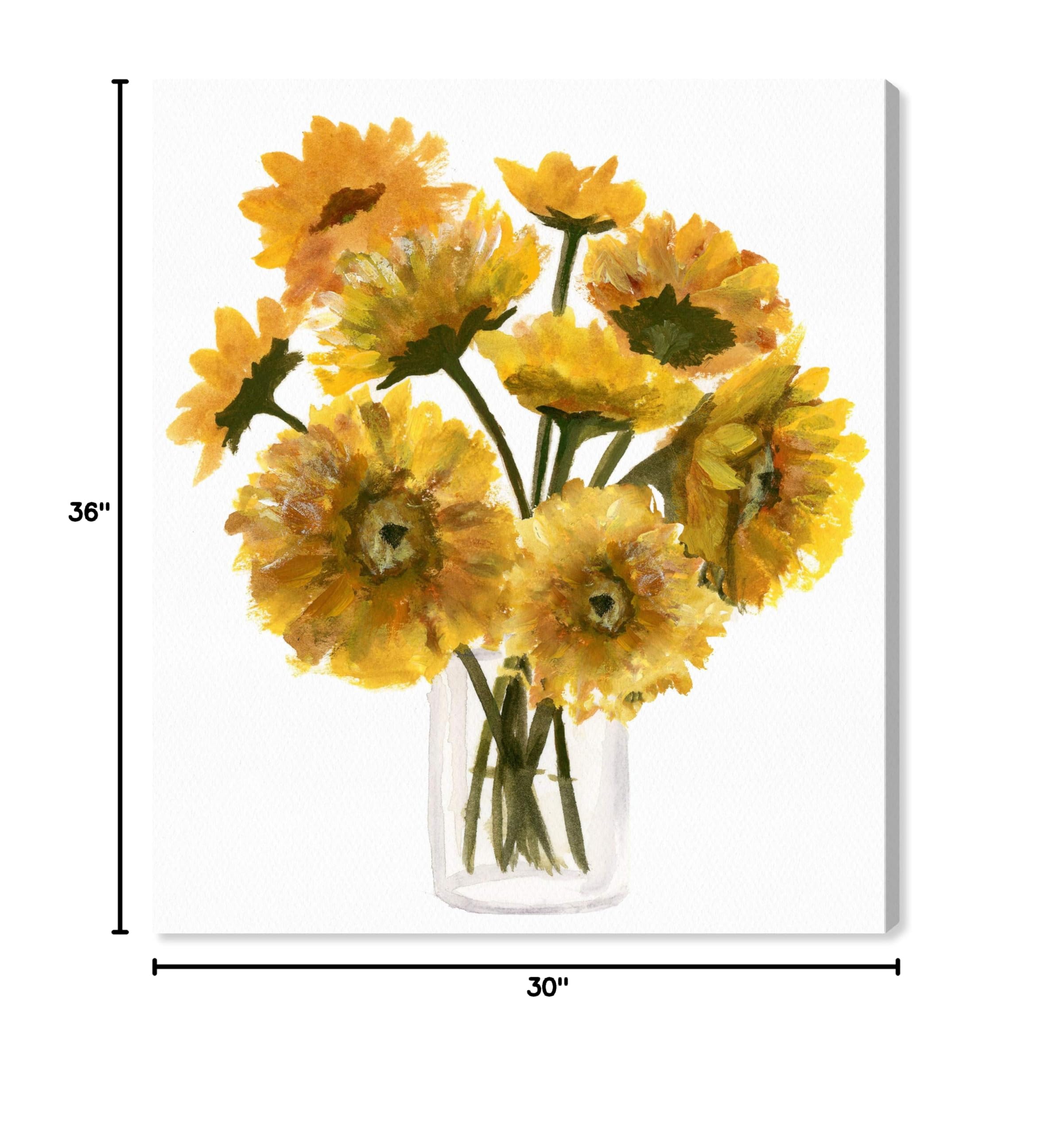 Oliver Gal Floral Wall Art Canvas Print 'Happy Daisies' - 30x36 Inch Yellow & White Home Decor for Living Room, Bedroom, Office - Modern Botanical Painting for Housewarming Gift & Interior Design